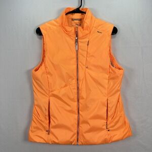 RLX‎ Ralph Lauren Vest Womens Medium Orange Quilted Puffer Golf Zip Lightweight